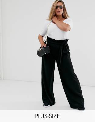 paper bag waist wide leg trousers 