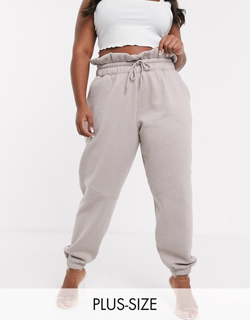 Missguided Plus paperbag waist sweatpants in gray | ASOS