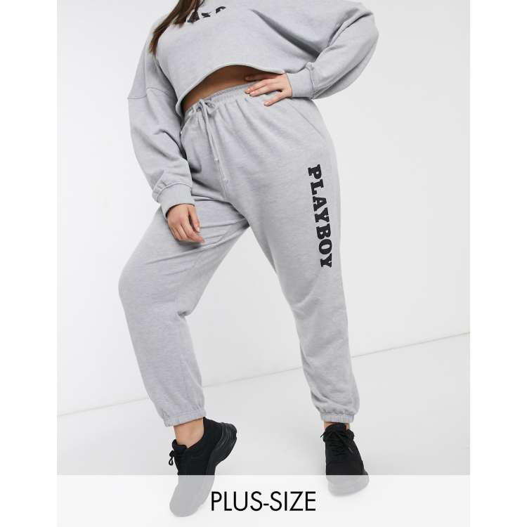 Missguided playboy grey joggers new arrivals