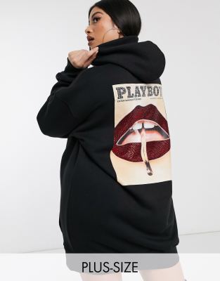 Playboy x missguided black deals butterfly graphic hoodie dress