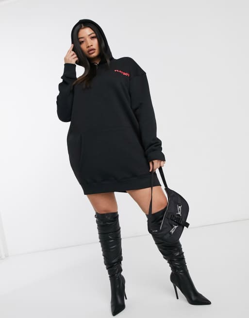 Playboy x missguided white magazine print oversized hoodie online dress