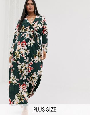 Missguided Plus plunge maxi dress in 