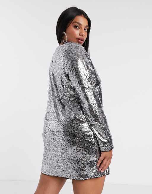 Missguided silver shop sequin dress