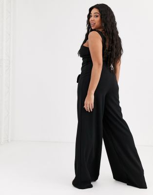 plus plunge wide leg jumpsuit