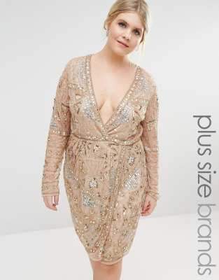 plus size gold wrap dress