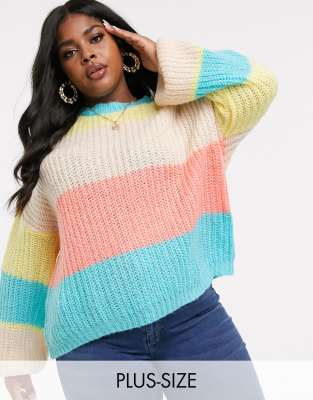 rainbow striped sweater plus size