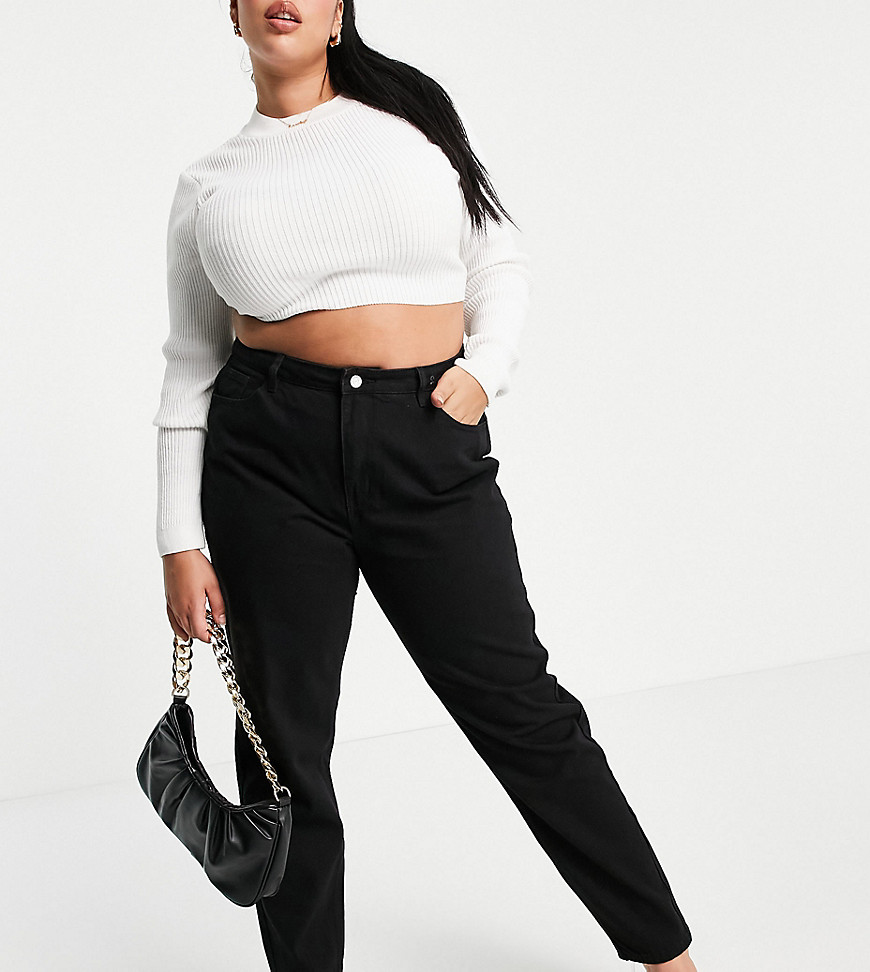 Missguided Plus Riot high rise mom jeans in black