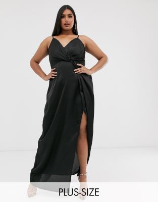 black satin maxi dress with split