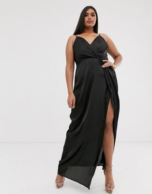 plus size wrap maxi dress with split
