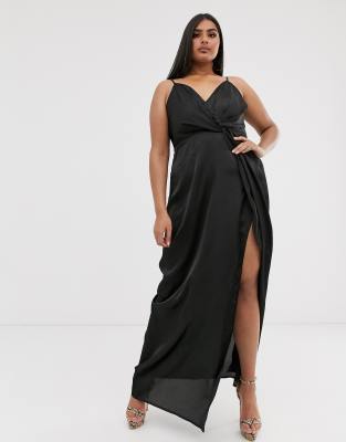 plus size wrap maxi dress with split