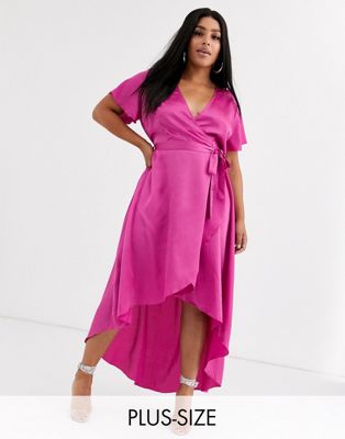 plus size pink satin dress