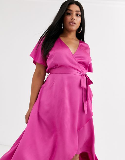 Missguided pink hot sale wrap dress