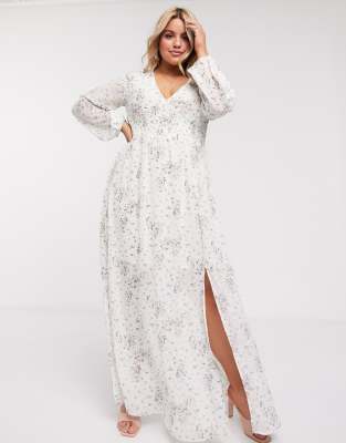 plus size shirred maxi dress