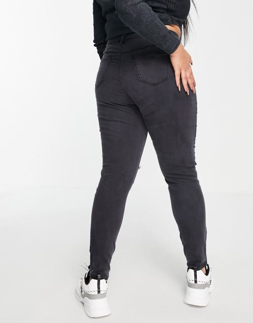 Missguided Plus – Sinner – Svarta skinny jeans med hög midja och revor, 2 av 4
