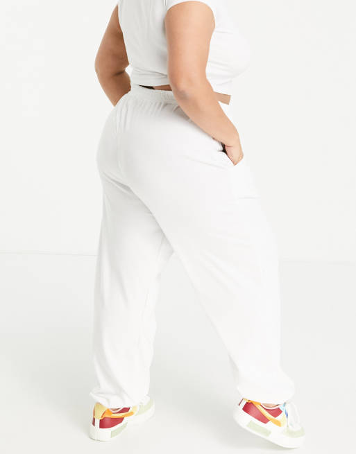 Missguided Plus size 90s joggers in white ASOS