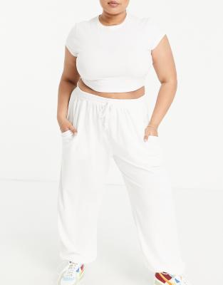 plus size white joggers