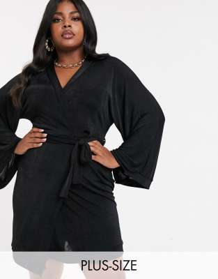 black kimono mini dress