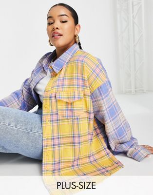 Missguided Plus spliced check shirt