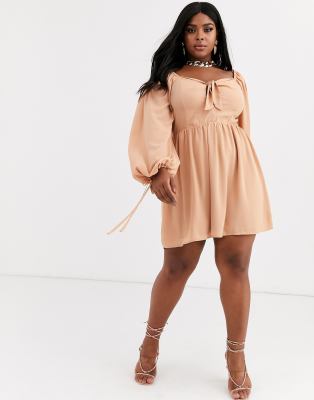 plus size balloon sleeve dress