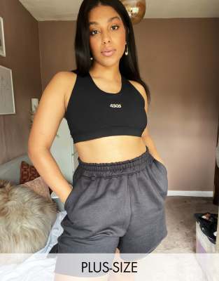 Missguided Plus sweat shorts in black