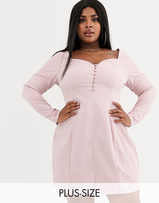 Missguided Plus sweetheart neck mini dress in pink