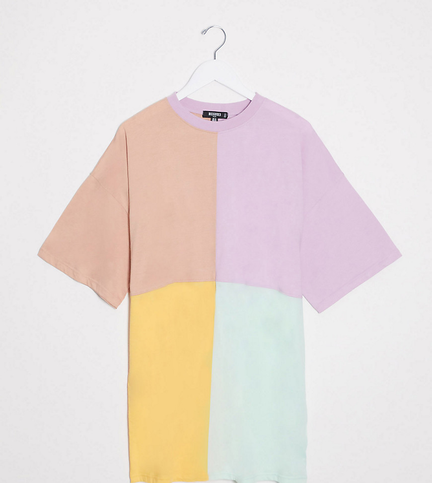 Missguided Plus - T-shirtklänning i oversize med färgblock-Flerfärgad