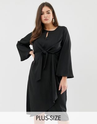 black tie front midi dress