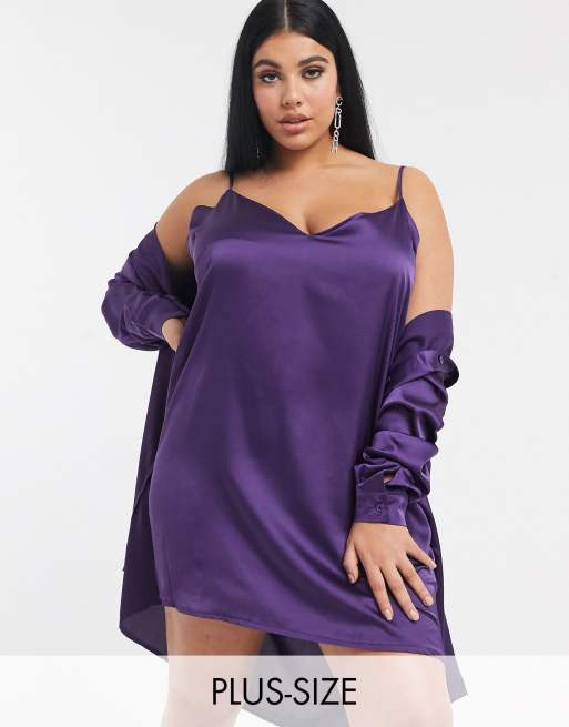 Missguided Plus Two Piece Satin Cami Dress In Purple Asos 8847