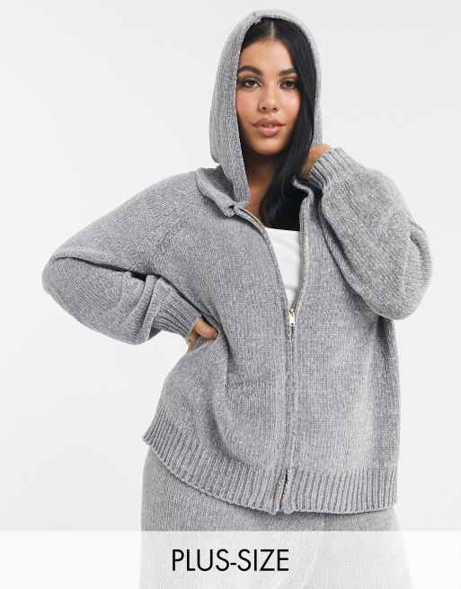 Chenille zip store up sweater