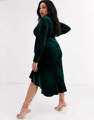 missguided green velvet dress