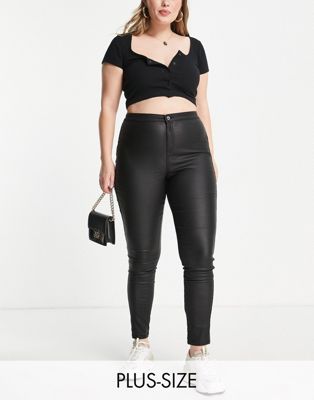 Missguided Plus Vice coated skinny jeans in black - ASOS Price Checker