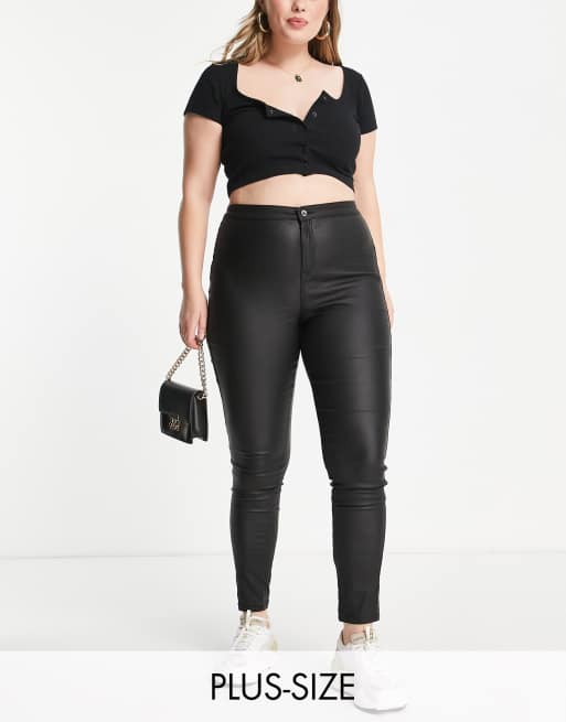 Plus size black coated hot sale jeans