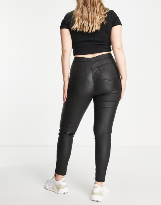 Missguided Plus Vice coated skinny jeans in black