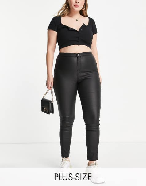 Missguided Plus – Vice – Svarta skinny jeans med beläggning - view 1