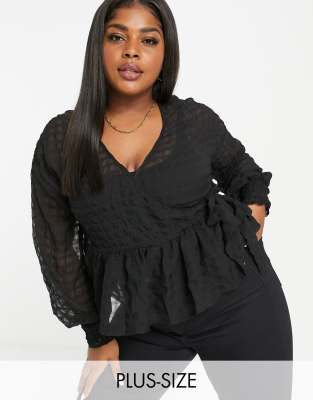 black sheer plus size blouse