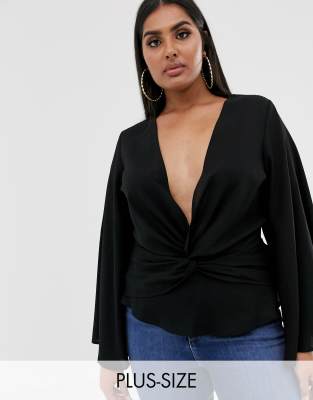 asos black wrap top
