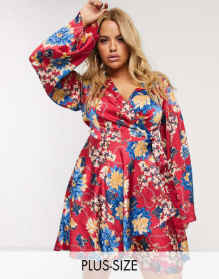 plus size wrap mini dress