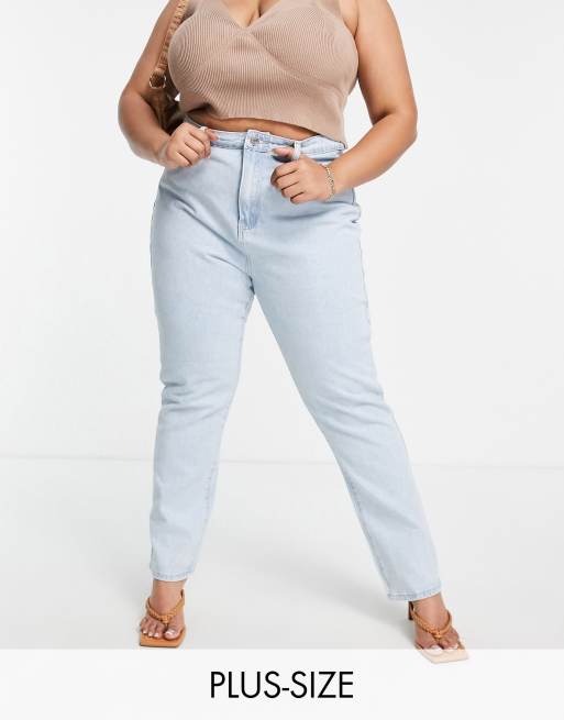 Missguided Plus - Wrath - Jeans met hoge taille en rechte pijpen in blauw