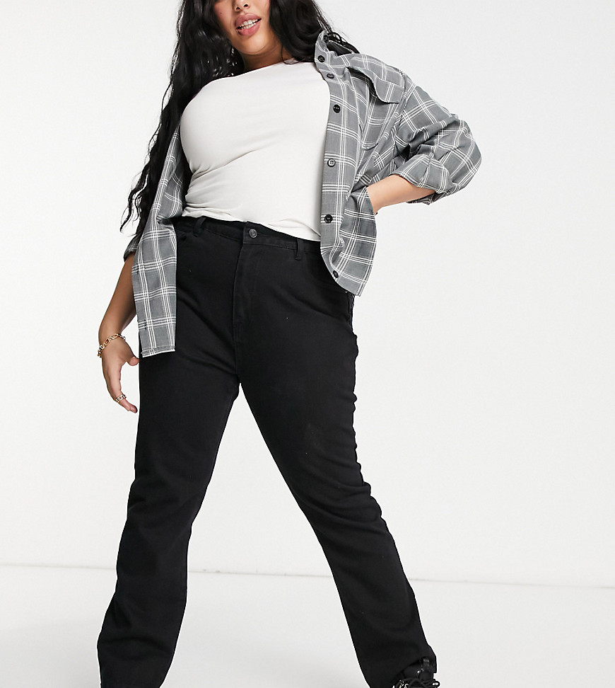 Plus-size jeans by Missguided It%27s all in the jeans High rise Belt loops Zip fly Five pockets Straight fit Regular on the waist Exclusive to ASOS