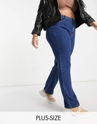Missguided Plus Wrath straight leg jean in blue