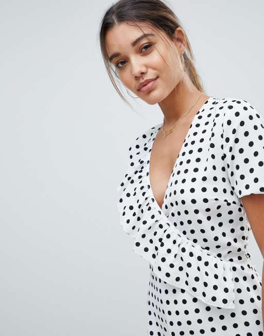 Missguided white store polka dot dress