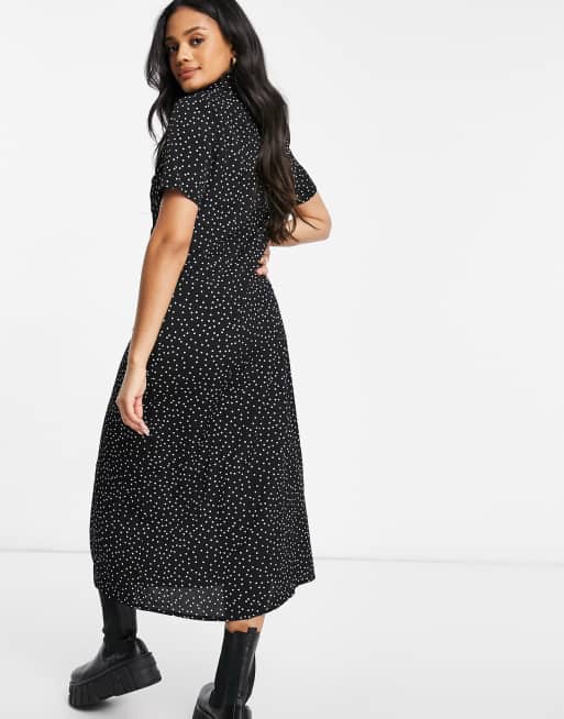 Missguided - Polkaprikket midi-skjortekjole med gennemgående knapper, 2 af 4
