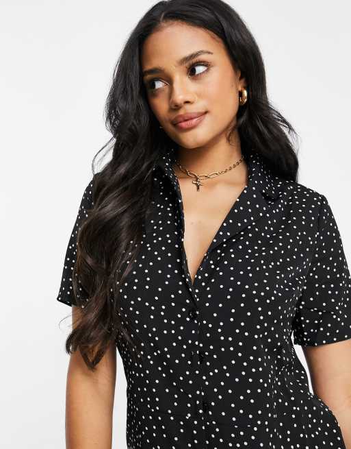 Missguided - Polkaprikket midi-skjortekjole med gennemgående knapper, 3 af 4