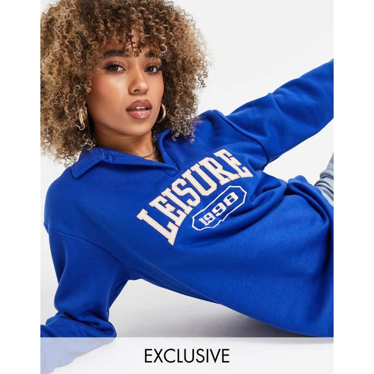 Blue missguided sweatshirt sale