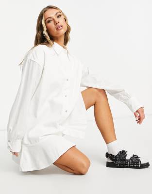 Missguided poplin shirt dress in white | ASOS