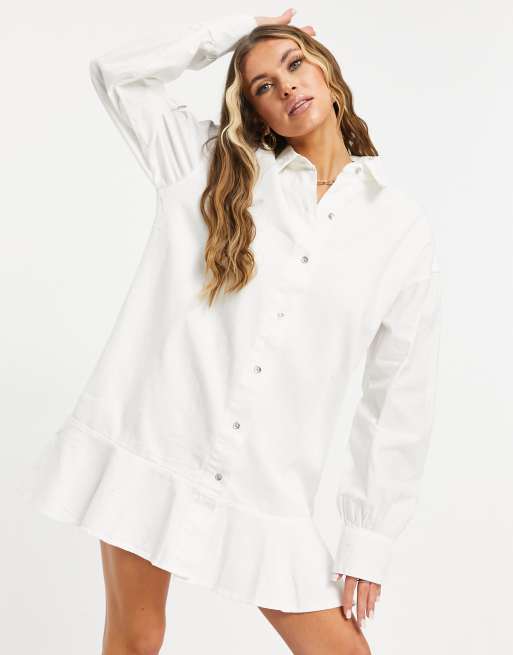 Missguided white store shirt dress