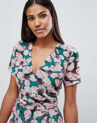 floral wrap tea dress