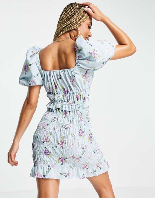 Missguided blue 2025 floral dress