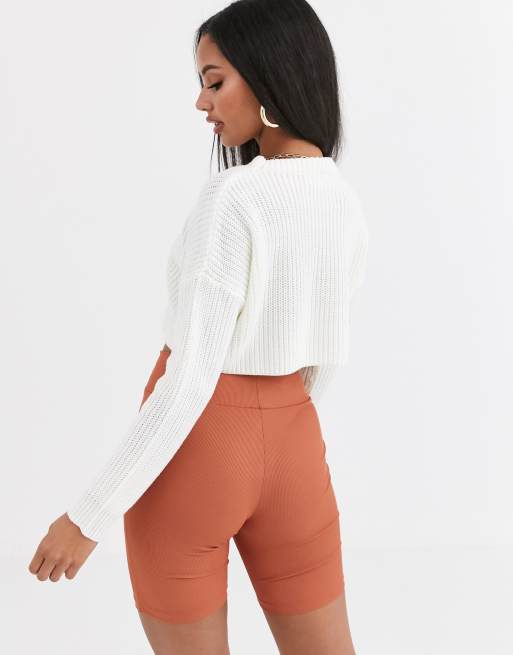 Missguided Pull tres court Creme
