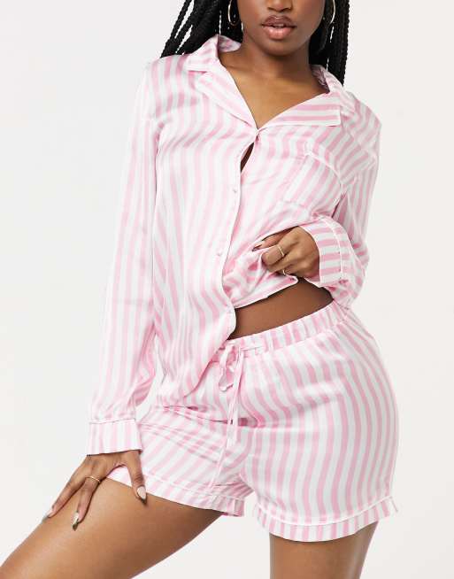 Missguided pyjama set in pink stripe